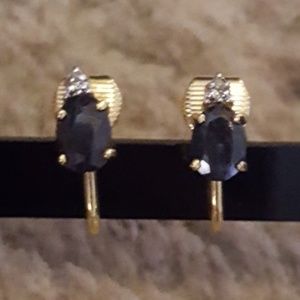 Vintage - Black Onyx & Diamond Clip Ons